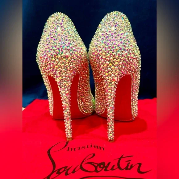 Christian Louboutin Tiffany Blue Swarovski Crystal Strass Heels So Kate 100mm 39 - Picture 6 of 9